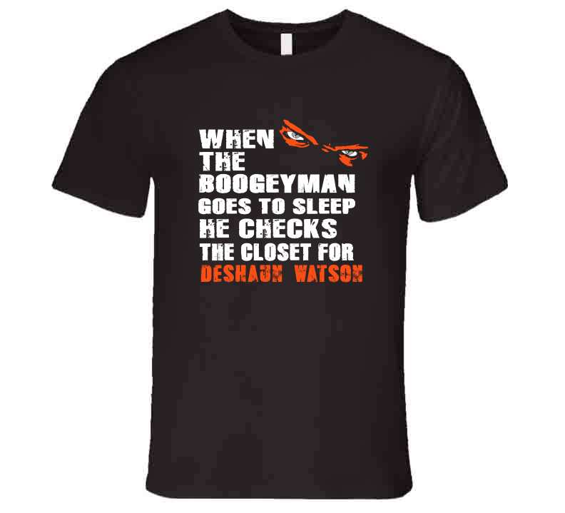 TheLandTshirts Deshaun Watson Boogeyman Cleveland Football Fan T Shirt Classic / Dark Chocolate / X-Large