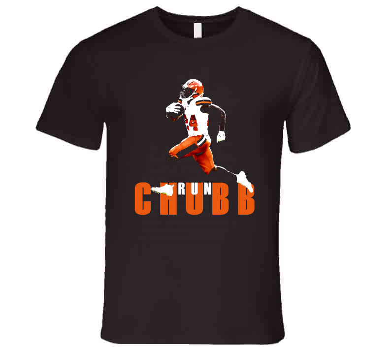 TheLandTshirts Run Chubb Nick Chubb Cleveland Football Fan T Shirt Premium / Dark Chocolate / Medium