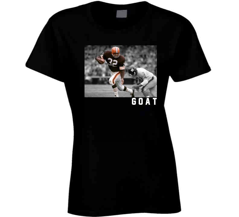 theLandTshirts The Goat Jim Brown Cleveland Football Fan T Shirt Ladies / Black / 2 X-Large