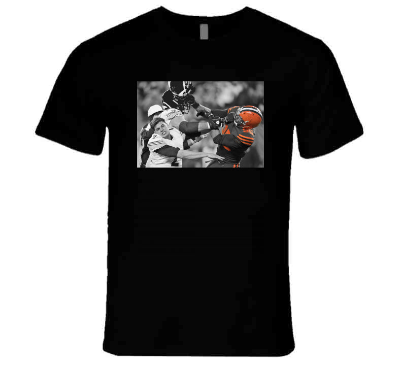 TheLandTshirts Free Myles Garrett Rudolph Helmet Smash Cleveland Football Fan Brown T Shirt Premium / Black / Small